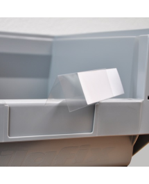 100 etichette e cellofan per contenitore di plastica aperto SLK, tipo 106 x 37 mm